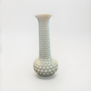Vintage 1950’s E.O. Brody Co. White Milk Glass Hobnail Bud Vase 7.5” MCM